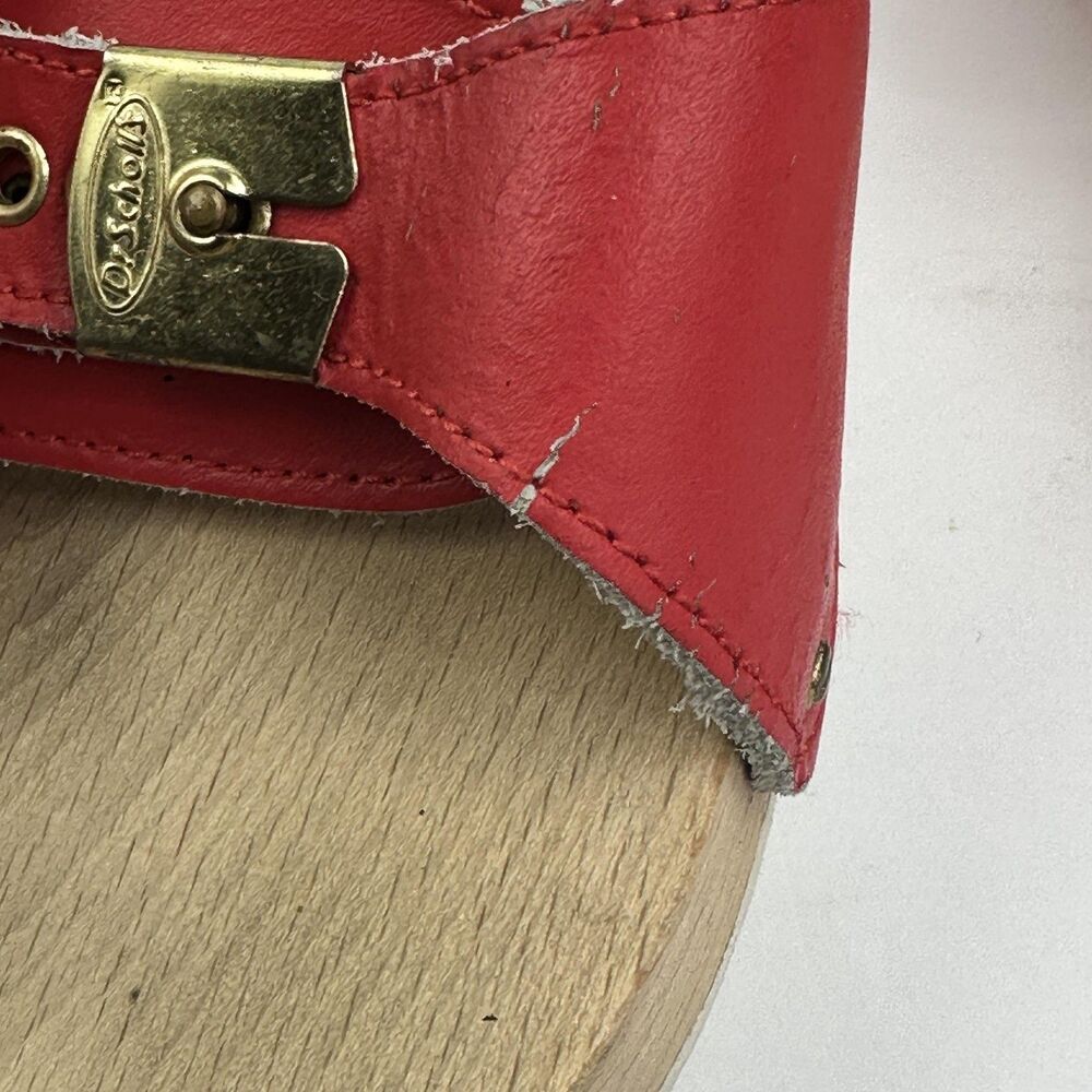Vtg Dr. Scholl's Original Sandals Womens 8 Red Slide Wood Exercise Shoes Italy - Picture 10 of 11